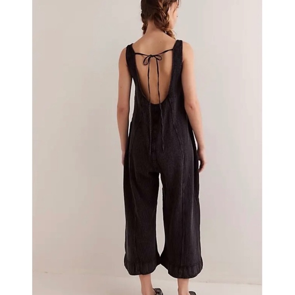 Free People Callie One-Piece Thermal Waffle Jumpsuit Black Size M $98 - Picture 7 of 7